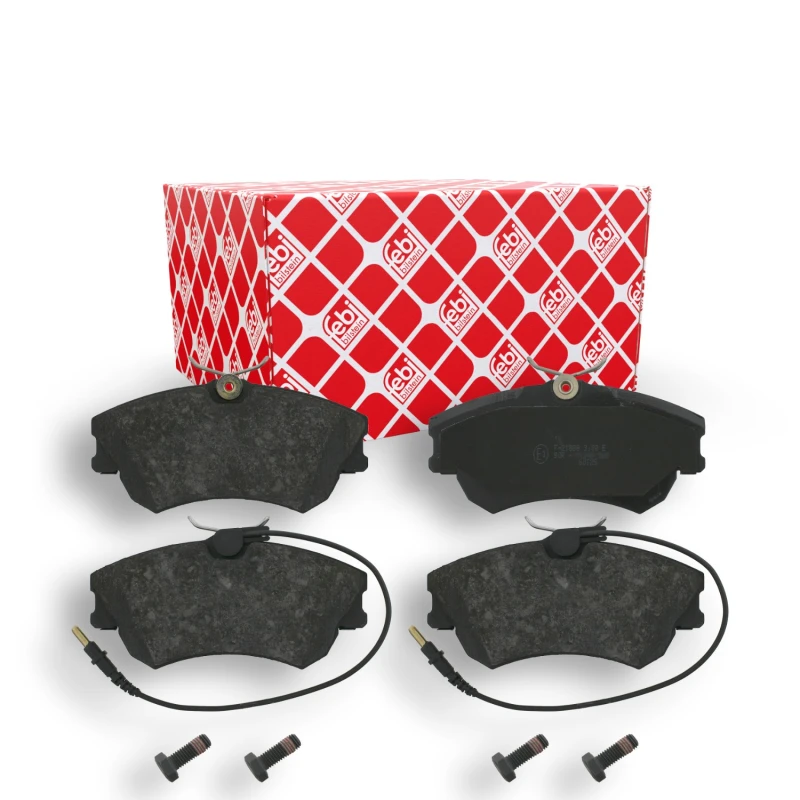 Image of FEBI BILSTEIN 16543 Brake pad set Front Axle, incl. wear warning contact, with bolts/screws Brake Pad Set,disc brake (402)