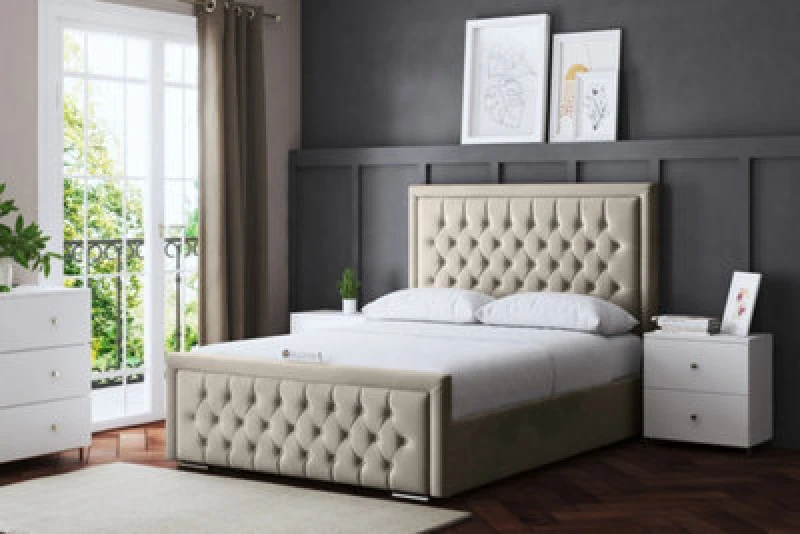 Image of DS LIVING Allegra Cream Upholstered Bed Small Single AM_HILTON_SSIN_CRE