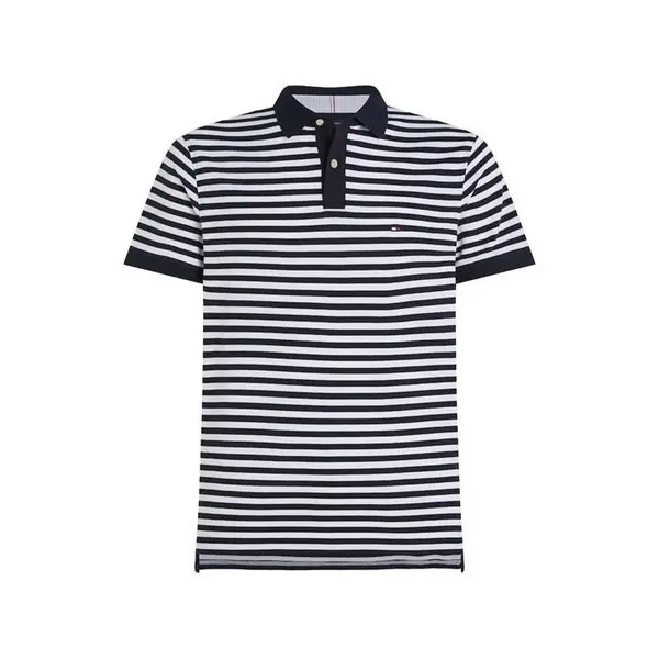 Image of Tommy Hilfiger 1985 Collection Flag Embroidery Slim Polo Shirt - Blue M