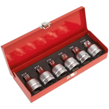 image of Sealey 6 Piece 3/4" Drive Security Torx and Spline Socket Bit Set 3/4"