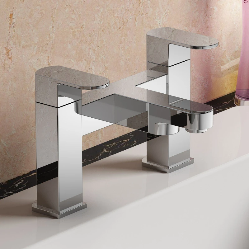 Image of Nes Home Chrome Square Bath Filler Mixer Tap in Silver Silver Unisex