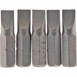 Image of Draper Slotted Screwdriver Bit 6mm 25mm Pack of 5