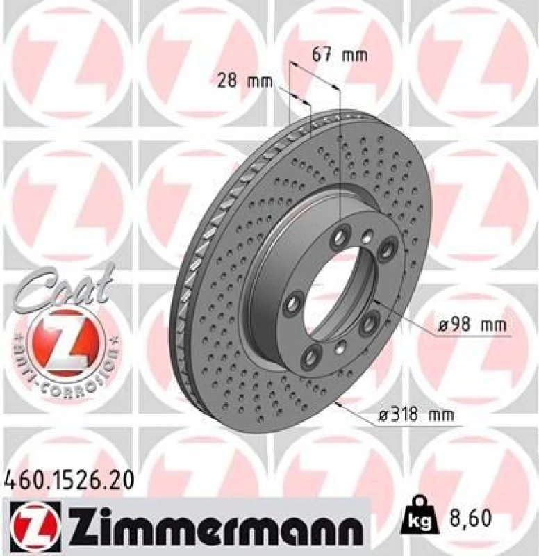 Image of ZIMMERMANN Brake disc ZIMMERMANN 460.1526.20