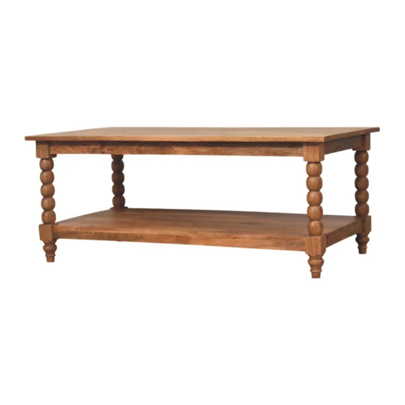 Image of Artisan Furniture Artisan Furniture Solid Wood Spindle Coffee Table, 1 Open Slot, Brown