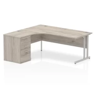 image of Impulse 1800 Left Hand Cantilever Workstation 600 Pedestal Bundle Grey Oak