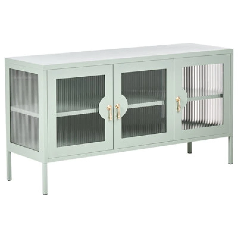 Image of Beliani 3 Door Sideboard Gleora Metal Mint Green
