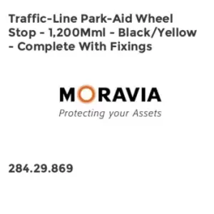 Image of Moravia Traffic-line Park-aid Wheel Stop - 1, 200mmL - Black/Yellow - Complete w