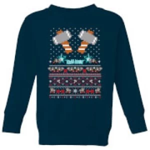 image of Marvel Avengers Thor Pixel Art Kids Christmas Sweatshirt - Navy - 11-12 Years