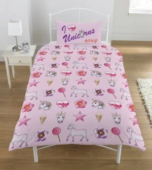 Image of Emoji Unicorns and Mermaids Duvet Set - Single