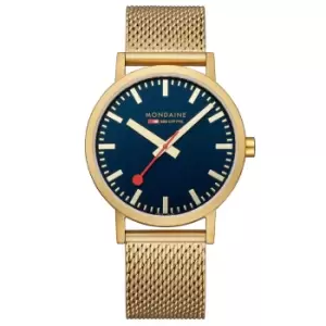 Image of Mondaine Classic Deep Ocean Blue IP Gold Mesh Strap Unisex Watch A660.30360.40SBM