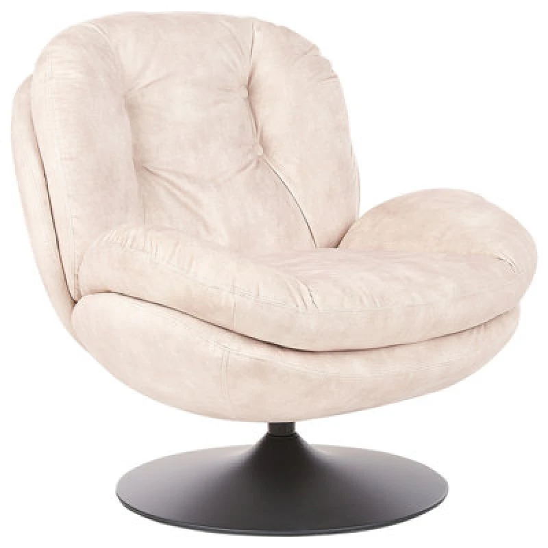 Image of Beliani Swivel Armchair Nolvik Velvet Light Beige