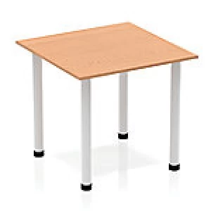Image of Impulse Square Table 800 Oak Post Leg Silver