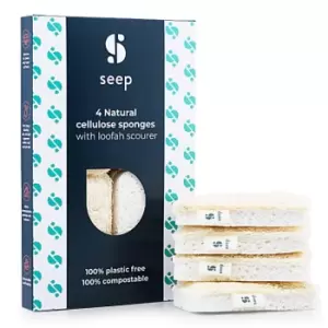 image of Seep Compostable Sponge With Loofah Scourer - 4 Pack