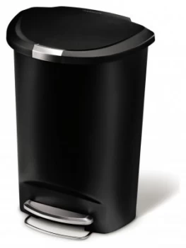 Image of simplehuman 50 Litre Plastic Semi Round Pedal Bin Black
