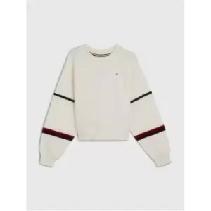 Image of Tommy Hilfiger Global Stripe Waffle Sweatshirt - White