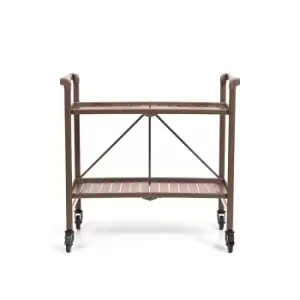 image of Cosco Intellifit Outdoor/Indoor Folding Serving Cart With 2 Slatted Shelves - Sandy Brown