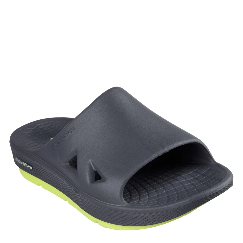 Image of Skechers Dual Density Premium Arch Fit Hyper Sliders Mens Charcoal/Green male 6 (39.5)
