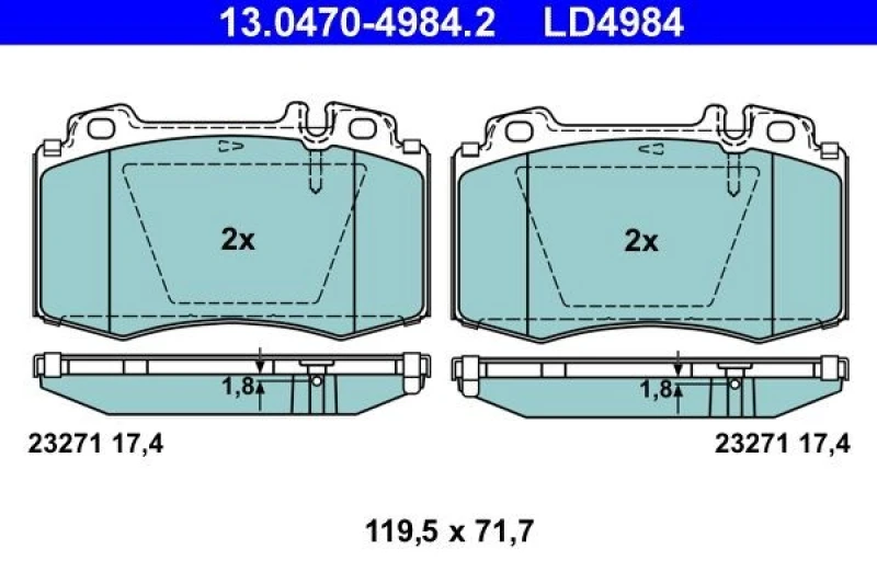 Image of ATE 13.0470-4984.2 Brake pad set excl. wear warning contact Brake Pad Set,disc brake (402)