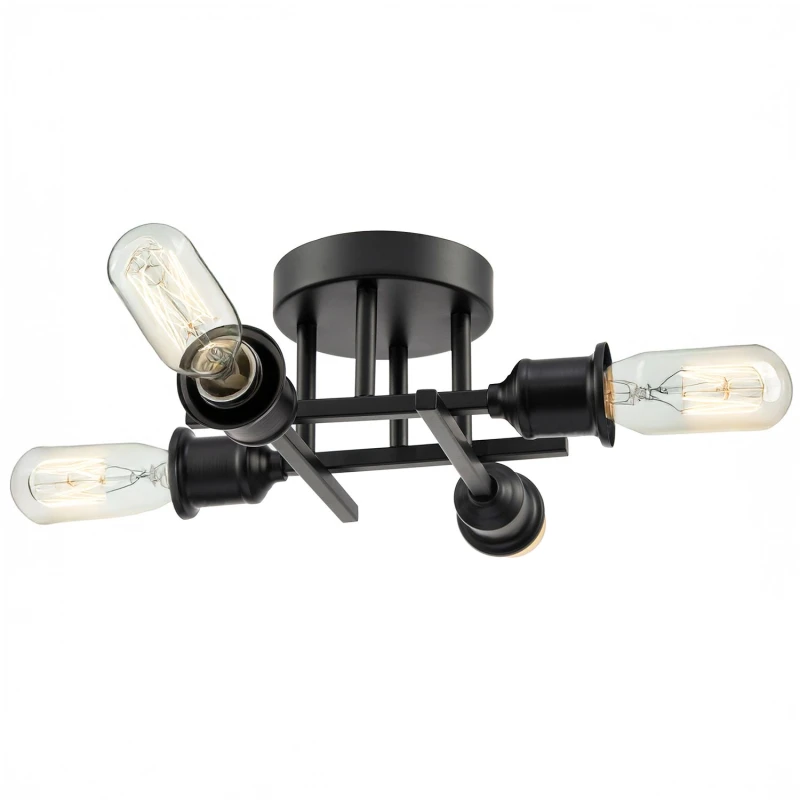 Image of Happy Homewares Industrial Vintage Ceiling Light Fitting with Traditional Lamp Holders in Black Unisex