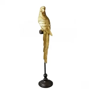 Image of Parrot Ornament on Stand Gold 64cm