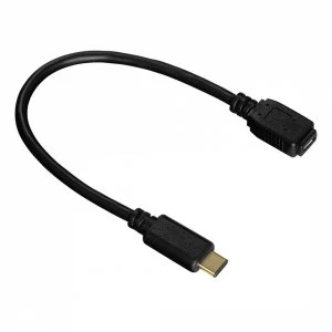 Image of Hama USB-C Adapter Cable USB-C plug Micro USB 2.0 socket Gold-plated 0.15m