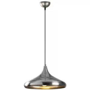 image of Cristal Model 24 Deco Chrome Dome Pendant Lamp Golden Interior