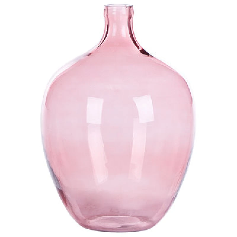 Image of Beliani Flower Vase Roti Glass 39cm Pink