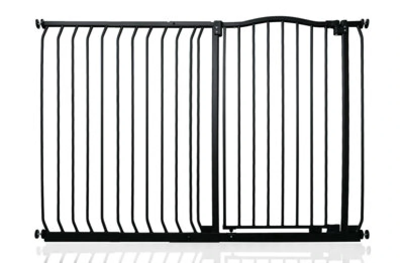 Image of Safetots Extra Tall Curved Top Safety Gate, 134Cm - 143Cm, Matt Black, Extra Tall 100Cm In Height, Pressure Fit Stair Gate