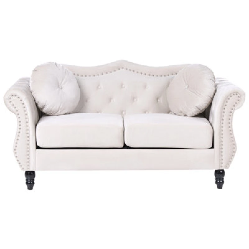 Image of Beliani Sofa 2 Seater Skien Velvet Light Beige