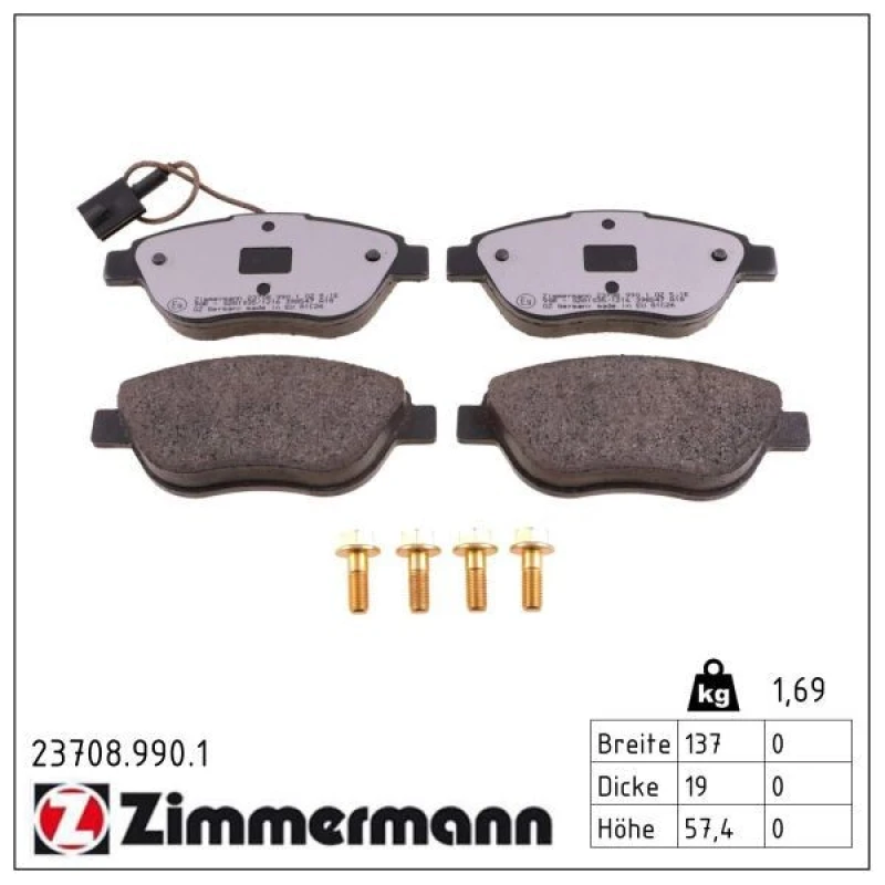 Image of ZIMMERMANN Brake pad set ZIMMERMANN 23708.990.1