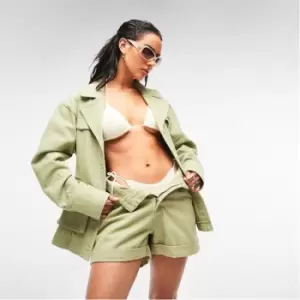 image of Missguided Co Ord Utility Pocket Denim Jacket - Green