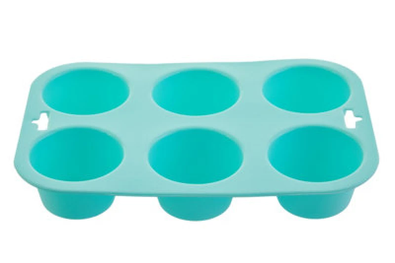 Image of Orsina Contemporary Pastel Green Silicone Muffin Mould,cupcake Baking Tray,6 Cup Non-Stick Silicone Muffin Pan
