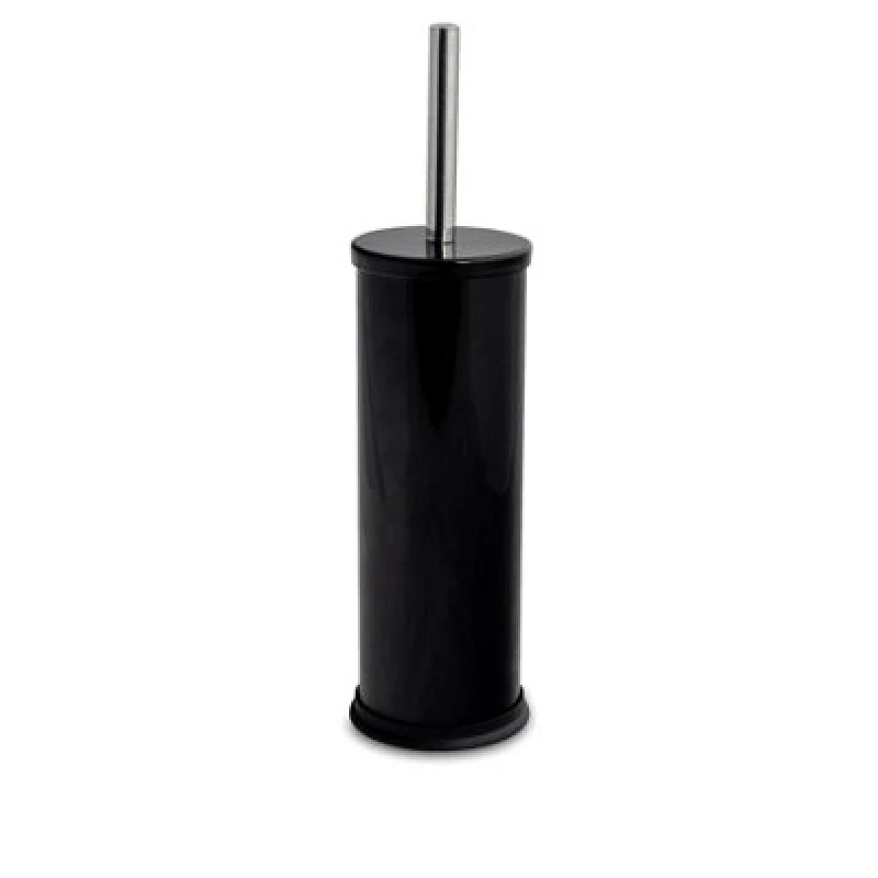 Image of Harbour Housewares Toilet Brush & Holder - Black - Round Stainless Steel Non Slip Rust Resistant Toilet Cleaning Brush Set