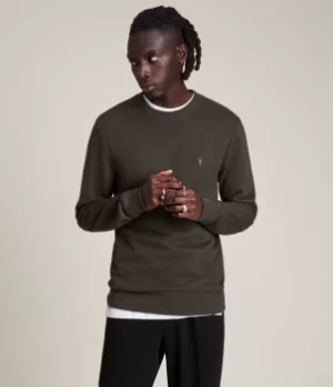 Image of AllSaints Mens Raven Crew Sweatshirt, Gunmetal Grey, Size: XXL