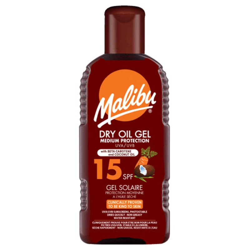 Image of Malibu Dry Oil Gel SPF15 with Carotene & Coconut Oil 200ml