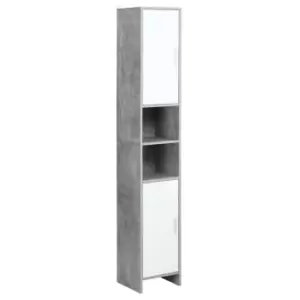 image of Kleankin Bathroom Cabinet, Shelving Storage Unit With Doors & 6 Shelves - Grey