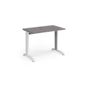 Image of Office Desk Rectangular Desk 1000mm Grey Oak Tops With White Frames 600mm Depth TR10