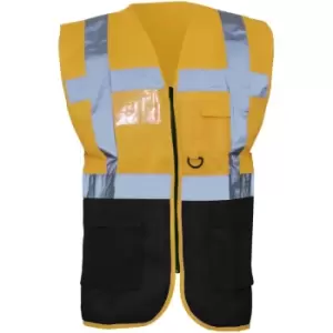 Yoko Hi-Vis Premium Executive/Manager Waistcoat / Jacket (L) (Orange/Black) - Orange/Black