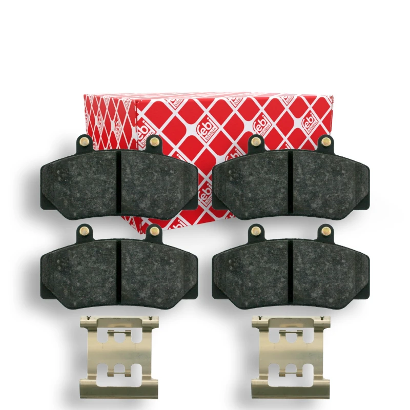 Image of FEBI BILSTEIN 16211 Brake pad set Front Axle, excl. wear warning contact, with fastening material Brake Pad Set,disc brake (402)