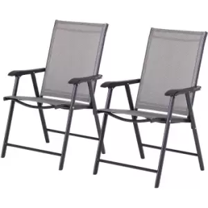 image of 2-PCS Garden Armchairs Outdoor Patio Folding Modern Furniture Grey - Outsunny