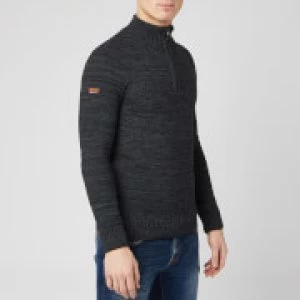 Image of Superdry Mens Keystone Henley Knit Jumper - Lead Grey Twist - XXL