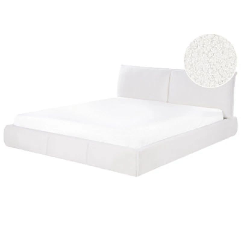 Image of Beliani Bed Boucle Vinay 180 X 200 Cm (Eu Super King) White