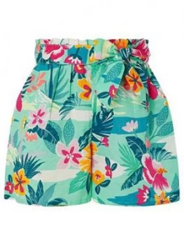 Image of Monsoon Girls S.E.W. Petunia Linen Shorts - Green, Size Age: 9 Years, Women