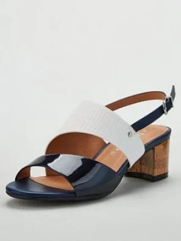 Image of Wallis Wide Fit Asymmetric Detail Block Heel Sandals - Navy, Size 6, Women