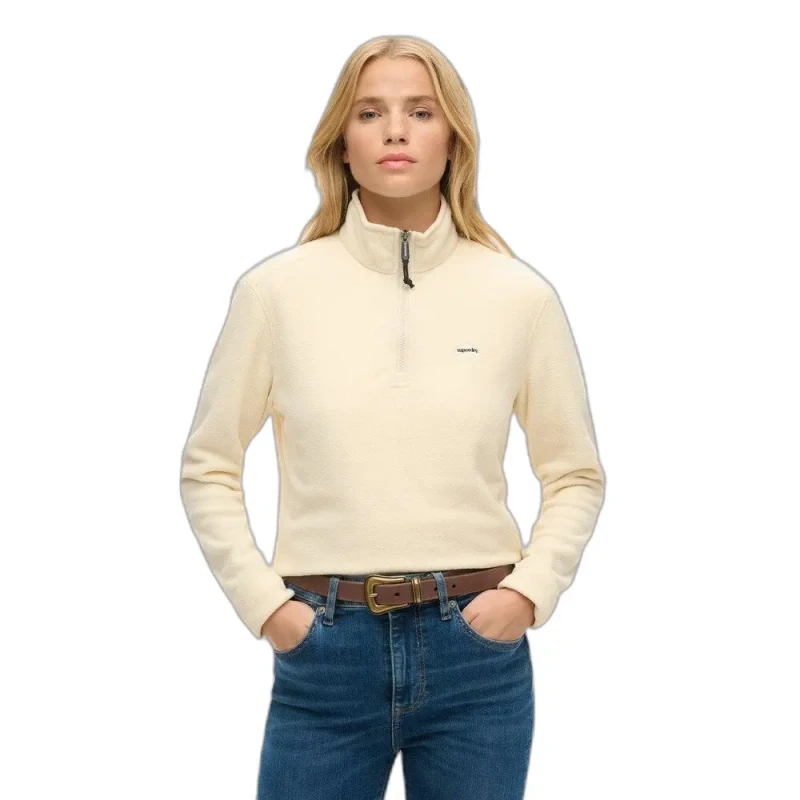 Image of Superdry Womens Short 1/2 Zip Fleece Superdry Beige Female XL