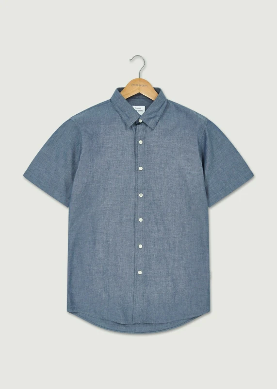 Image of Peter Werth Mens Leo SS Shirt in Dark Indigo Size: XL Dark Indigo Male XL