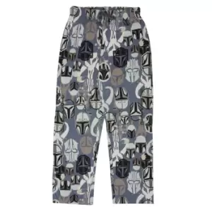 image of Star Wars: The Mandalorian Mens Mythosaur Logo Lounge Pants (L) (Blue/Heather Grey)