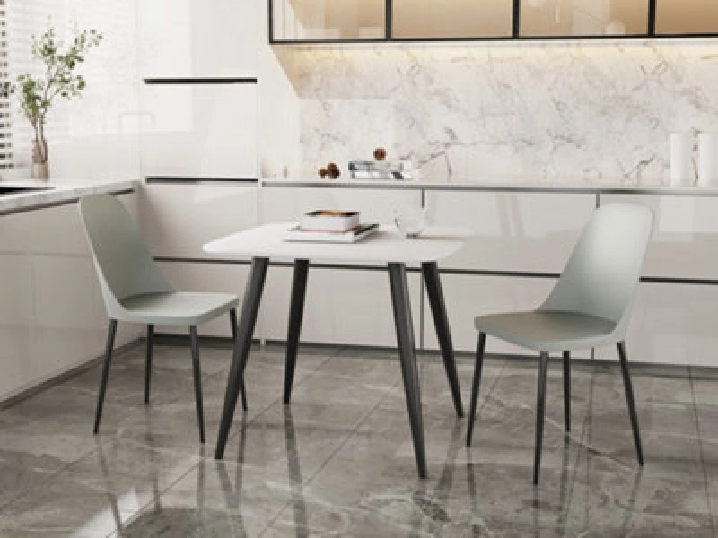 Image of Core Products Aspen White 80Cm Square Dining Table With 2 Light Grey Plastic Duo Design Chairs