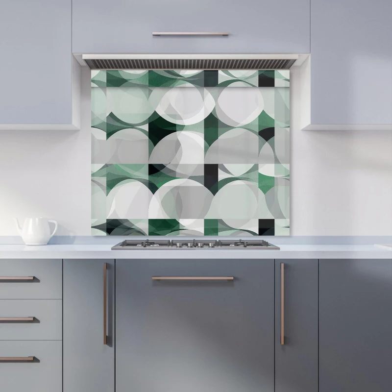 Image of Warren Reed - Designer Geometric Grey Green Kitchen Splashback Size: 700mm x 650mm Green Unisex 700mm x 650mm