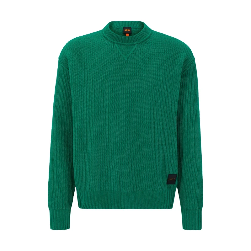 Image of Boss Mens Kinillo Knit Crew Neck Jumper Medium Green male XL